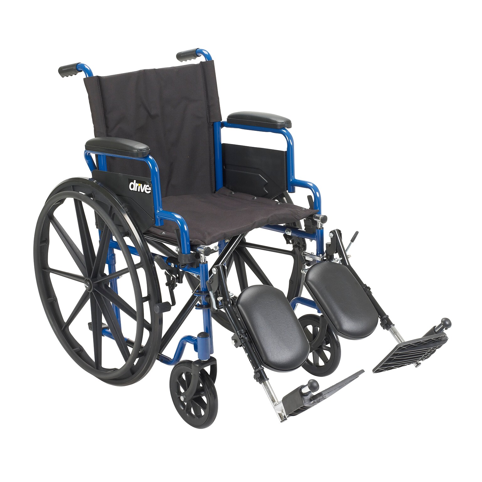 Drive Medical Blue Streak Wheelchair with Flip Back Desk Arms Elevating Leg Rests 18 Seat (BLS18FBD-ELR)