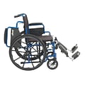 Drive Medical Blue Streak Wheelchair with Flip Back Desk Arms Elevating Leg Rests 18 Seat (BLS18FBD