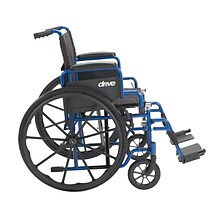 Drive Medical Blue Streak Wheelchair with Flip Back Desk Arms Swing Away Footrests 18 Seat (BLS18FB
