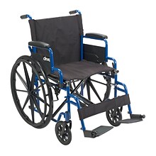 Drive Medical Blue Streak Wheelchair with Flip Back Desk Arms Swing Away Footrests 18 Seat (BLS18FB