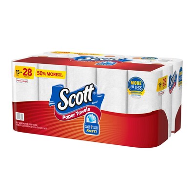 Scott Choose-A-Sheet Kitchen Roll Paper Towel, 1-Ply, 102 Sheets/Roll, 15 Rolls/Pack (36371/55417)