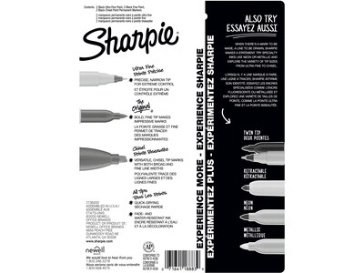 Sharpie Variety Pack Permanent Markers, Assorted Tips, Black, 6/Pack (2135318)