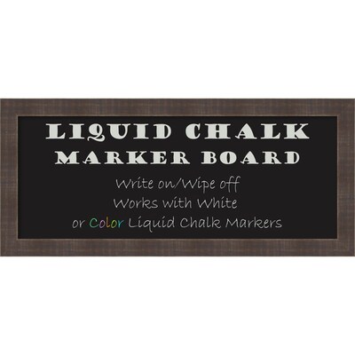 Amanti Art Framed Liquid Chalk Marker Board Panel Whiskey Brown Rustic 32W x 14H Frame Brown (DSW3