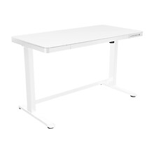 Poppin The-Work-Happy-From-Home 28-48 Glass Adjustable Height Desk, White (108005)