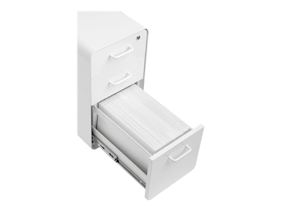 Poppin The Sort-It-Out 3-Drawer Mobile Vertical File Cabinet, Letter/Legal Size, Lockable, 25"H x 12.5"W x 20"D, White (104742)