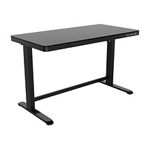 Poppin The-Work-Happy-From-Home 28-48 Glass Adjustable Height Desk, Black (108004)