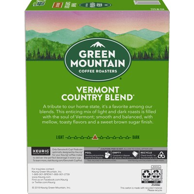 Green Mountain Vermont Country Blend Coffee Keurig® K-Cup® Pods, Medium Roast, 24/Box (6602)
