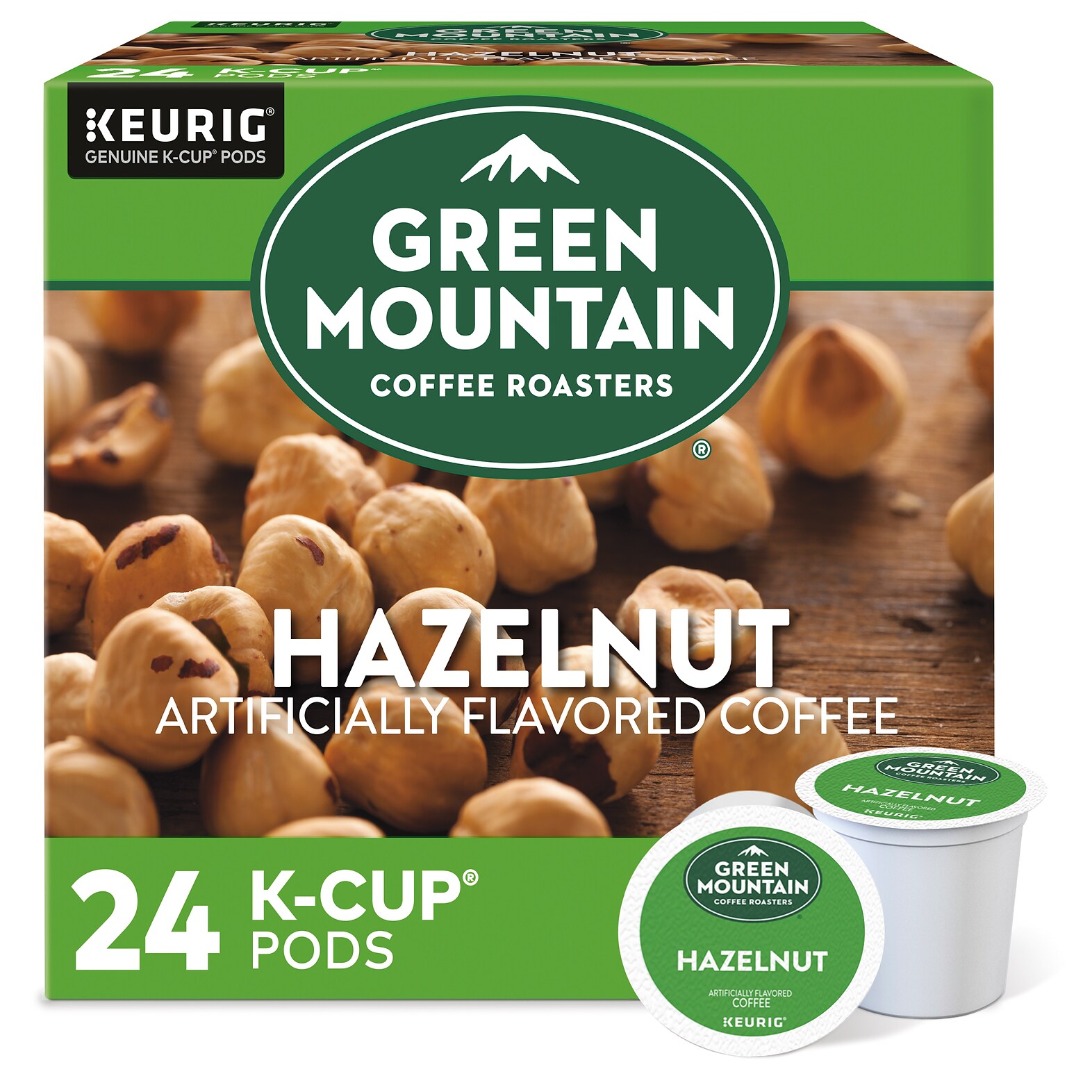 Green Mountain Hazelnut Coffee Keurig® K-Cup® Pods, Light Roast, 24/Box (6792)