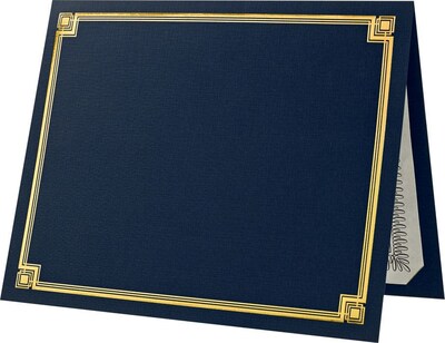 LUX Certificate Holders, 9 1/2 x 11, Blue with Gold Foi, 50/Pack (L185DDBLU100F50)