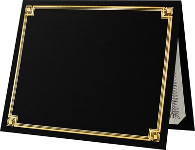 LUX Certificate Holders, 9 1/2 x 11, Black with Gold Foil, 50/Pack (L185DDBLK100F50)