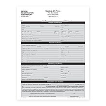 Custom 2-Sided Dental Registration and History Forms, 8-1/2 x 11, 250 Sheets per Pack