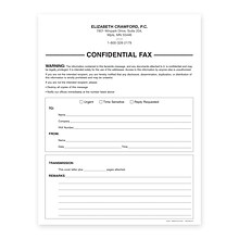 Custom Privacy Notices Fax Cover Slips, 8-1/2 x 11, 100 Sheets per Pad