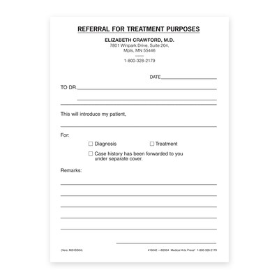 Custom Carbonless 2-Part Referral Forms, 4 x 5-1/2, 50 Sets per Pad