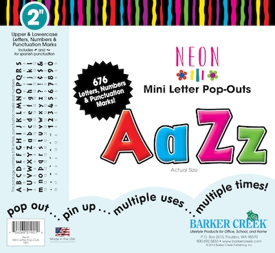 Barker Creek Neon 2 Letter Pop Out, All Age