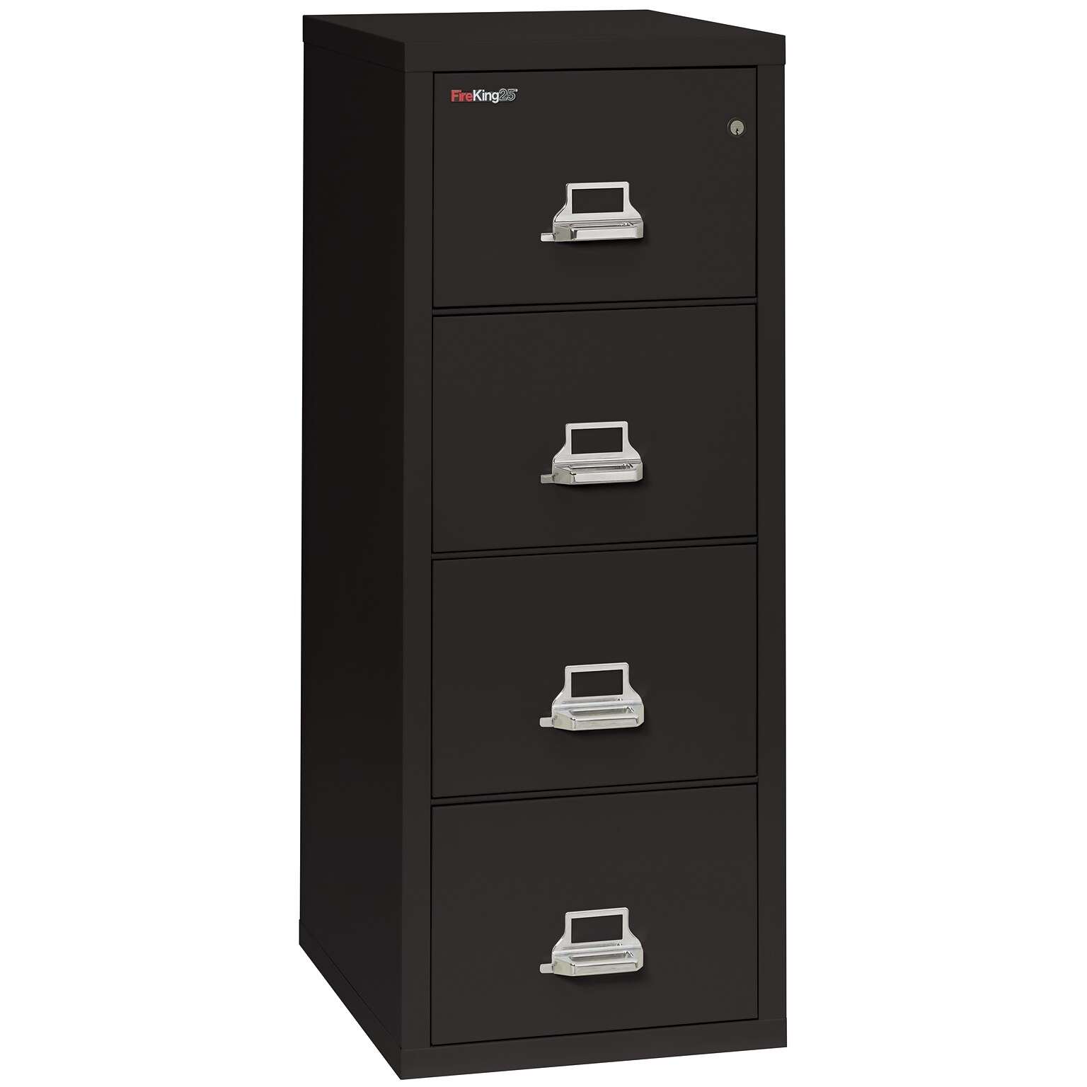 FireKing Classic 4-Drawer Vertical File Cabinet, Fire Resistant, Legal, Black, 25 (4-2125-CBL)