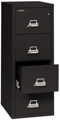 FireKing Classic 4-Drawer Vertical File Cabinet, Fire Resistant, Legal, Black, 25" (4-2125-CBL)