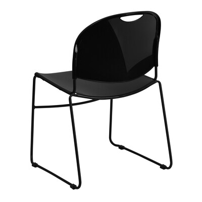 Flash Furniture HERCULES Series Plastic Ultra-Compact Stack Chair, Black (RUT188BK)