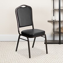 Flash Furniture HERCULES Series Vinyl Banquet Stacking Chair, Black/Gold Vein Frame, 4 Pack (4FDC01G