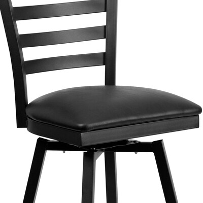 Flash Furniture HERCULES Series Traditional Metal Ladder Back Barstool, Black/Black Seat, 2-Pieces/Pack (2XU6F8BLDSWVBKV)