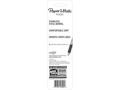 Paper Mate Profile Ballpoint Pen Refill, Medium Point, Black Ink, 2/Pack (2130521)