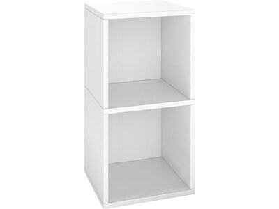 Way Basics 29.1 H x 15 W Eco 2-Shelf Modern Cube Storage and Vinyl Record Shelf, White (BS-SCUBE-2