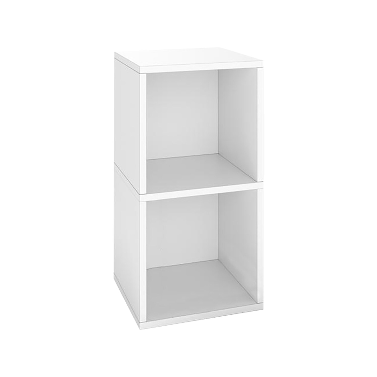 Way Basics 29.1 H x 15 W Eco 2-Shelf Modern Cube Storage and Vinyl Record Shelf, White (BS-SCUBE-2-WE)