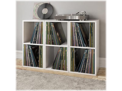 Way Basics 29.1" H x 15" W Eco 2-Shelf Modern Cube Storage and Vinyl Record Shelf, White (BS-SCUBE-2-WE)