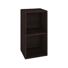 Way Basics 29.1 H x 15 W Eco 2-Shelf Modern Cube Storage and Vinyl Record Shelf, Espresso Wood Gra