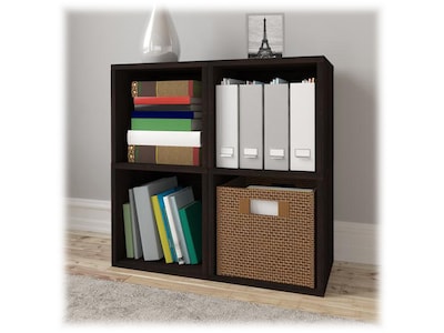 Way Basics 29.1" H x 15" W Eco 2-Shelf Modern Cube Storage and Vinyl Record Shelf, Espresso Wood Grain (BS-SCUBE-2-EO)