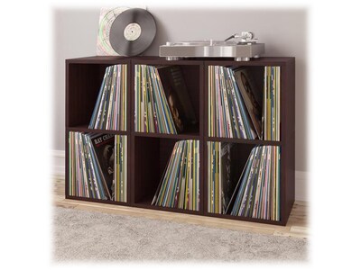Way Basics 29.1" H x 15" W Eco 2-Shelf Modern Cube Storage and Vinyl Record Shelf, Espresso Wood Grain (BS-SCUBE-2-EO)