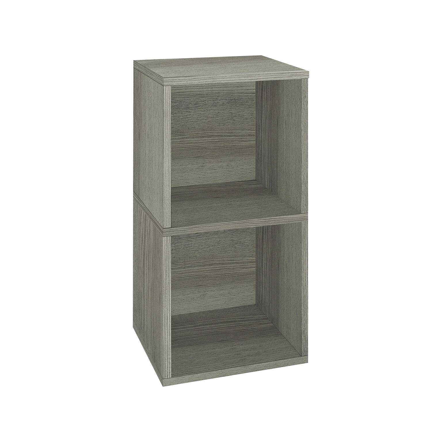 Way Basics 29.1 H x 15 W Eco 2-Shelf Modern Cube Storage and Vinyl Record Shelf, Gray Wood Grain (BS-SCUBE-2-GY)