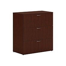 HON Mod 3-Drawer Lateral File Cabinet, Locking, Letter/Legal, Traditional Mahogany, 36 (HLPLLF3620L