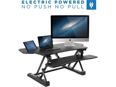 Mount-It! 49"W Electric Adjustable Standing Desk Converter with USB Charging Port, Black (MI-7962)