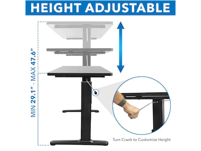Mount-It! 55"W Manual Adjustable Standing Desk, Black (MI-7981)