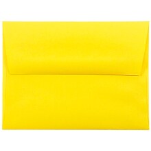 JAM Paper A2 Colored Invitation Envelopes, 4.375 x 5.75, Yellow Recycled, 25/Pack (15839)