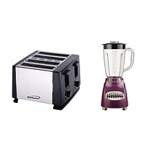 BRENTWOOD APPLIANCES 50-Ounce 12-Speed + Pulse Electric Blender with 4-Slice Toaster, Purple & Silve