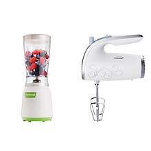 BRENTWOOD APPLIANCES 14-Ounce Electric Personal Blender with Electric Hand Mixer, White & Green (843