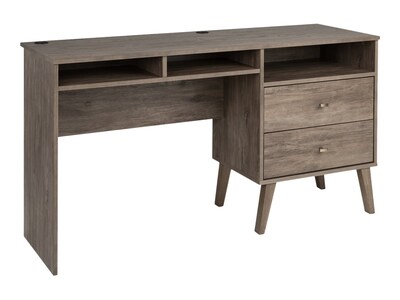 Prepac Milo 55 Desk with Side Storage and 2 Drawers, Drifted Gray (DEHR-1413-1)