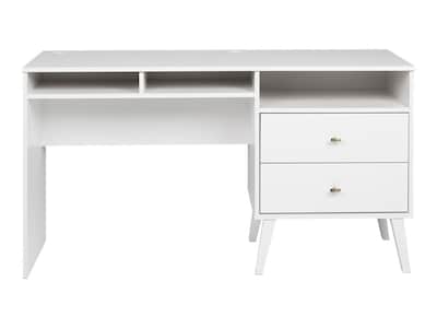 Prepac Milo 55 Desk with Side Storage and 2 Drawers, White (WEHR-1413-1)