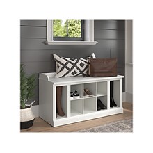 Bush Furniture Woodland 40W Shoe Storage Bench with Shelves, White Ash (WDS240WAS-03)