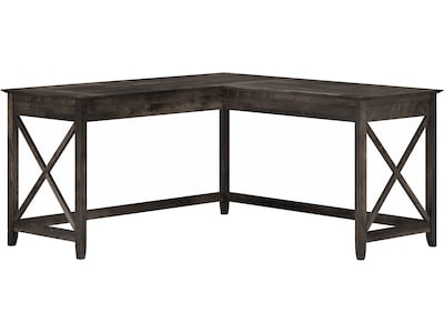 Bush Furniture Key West 60W L Shaped Desk, Dark Gray Hickory (KWD160GH-03)