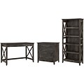 Bush Furniture Key West 48W Writing Desk with 2 Drawer Lateral File Cabinet and 5 Shelf Bookcase, D
