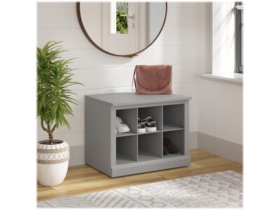 Bush Furniture Woodland 24W Small Shoe Bench with Shelves, Cape Cod Gray (WDS224CG-03)