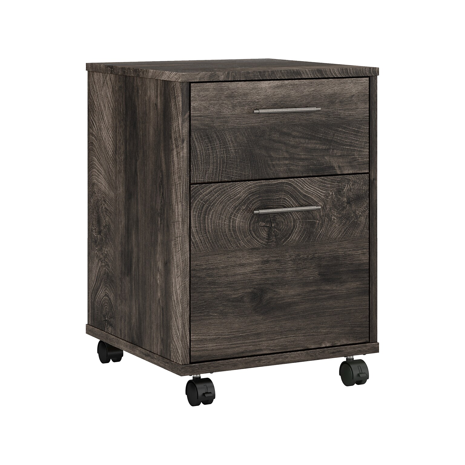 Bush Furniture Key West 2-Drawer Mobile Lateral File Cabinet, Letter/Legal Size, Dark Gray Hickory (KWF116GH-03)