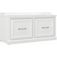 Bush Furniture Woodland 40W Shoe Storage Bench with Doors, White Ash (WDS140WAS-03)