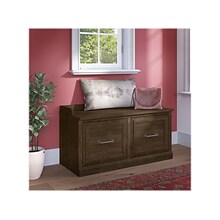 Bush Furniture Woodland 40W Shoe Storage Bench with Doors, Ash Brown (WDS140ABR-03)