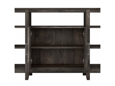 Bush Furniture Key West Tall TV Stand with Set of 2 Bookcases, Dark Gray Hickory, Screens up to 65" (KWS027GH)