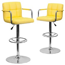 Flash Furniture 20 x 18 Vinyl Adjustable Height Bar Stool, Yellow