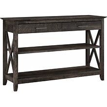 Bush Furniture Key West 47 x 16 Console Table with Drawers and Shelves, Dark Gray Hickory (KWT248G