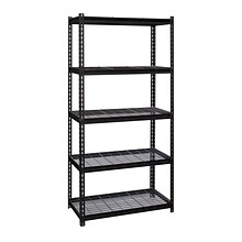 Iron Horse 2300 lb. Wire Rivet Series 5-Shelf Metal/Wire Deck Shelving Unit, 36W, Black (22130)